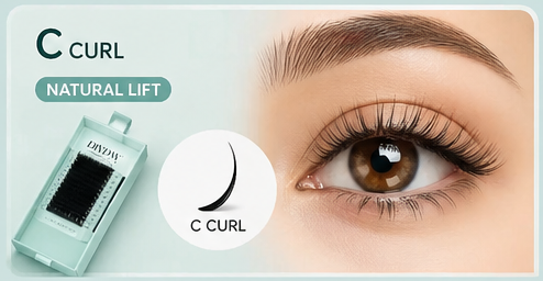 Lash extensions, C curl (natural lift)