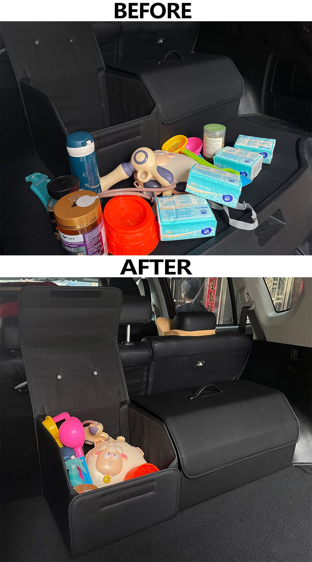 PU Leather Collapsible Trunk Storage Box with Lid - Large