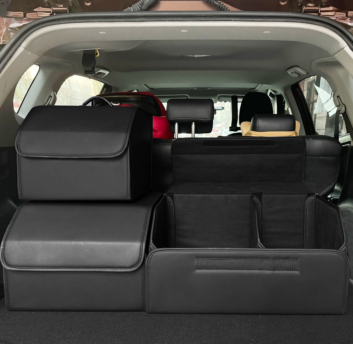 PU Leather Collapsible Trunk Storage Box with Lid - Large