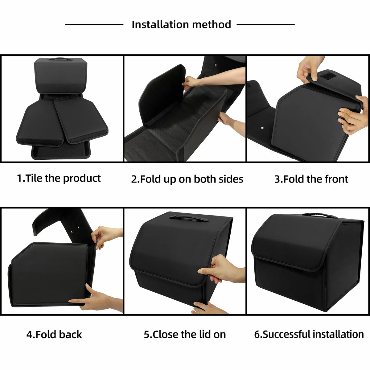 PU Leather Collapsible Trunk Storage Box with Lid - Large