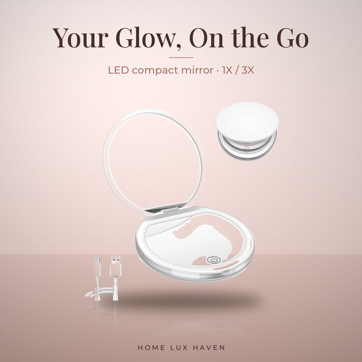 Rechargeable LED Compact Travel Mirror 1X/3X