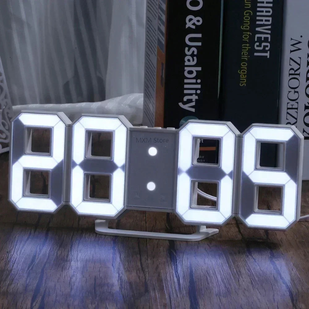 3D LED Digital Wall Clock – USB-Powered Modern Display