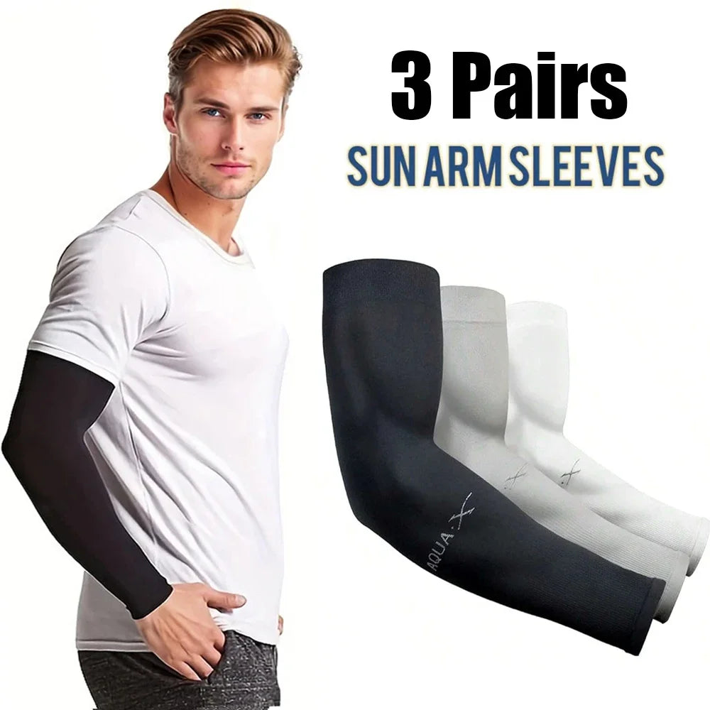 Cooling UV Arm Sleeves, 3 Pairs – Sun Protection for Driving & Outdoors
