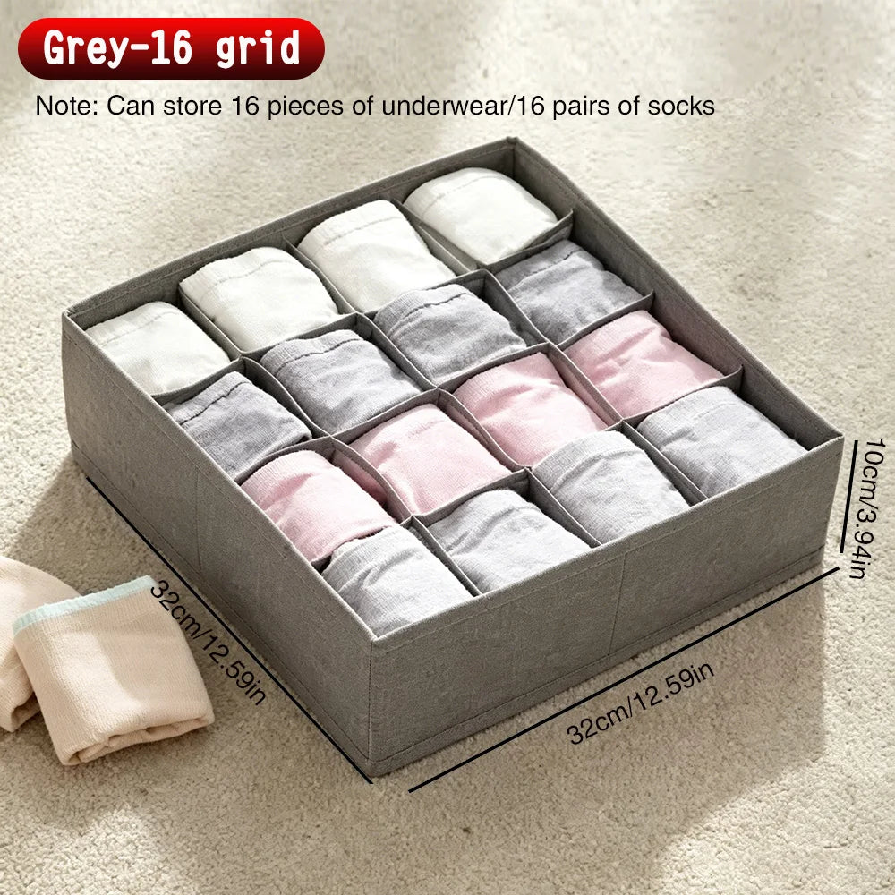 Foldable Fabric Drawer Organizer with Divider Grids