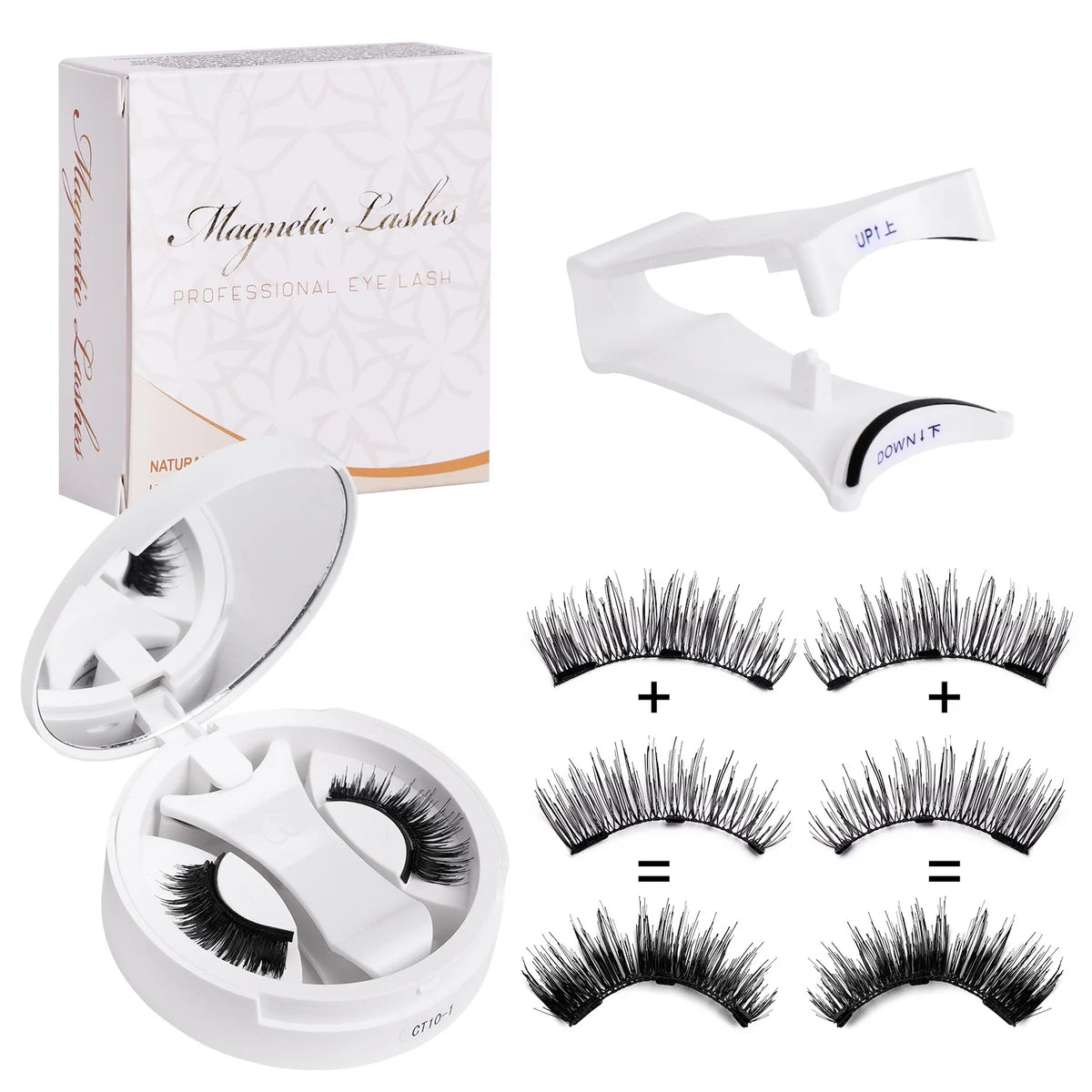 Magnetic Lashes Kit with Applicator & Mirror Case (Reusable, No Glue)