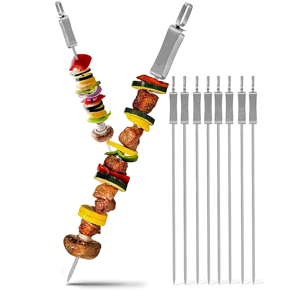 Stainless Steel Grill Skewers – 8-Piece BBQ Set
