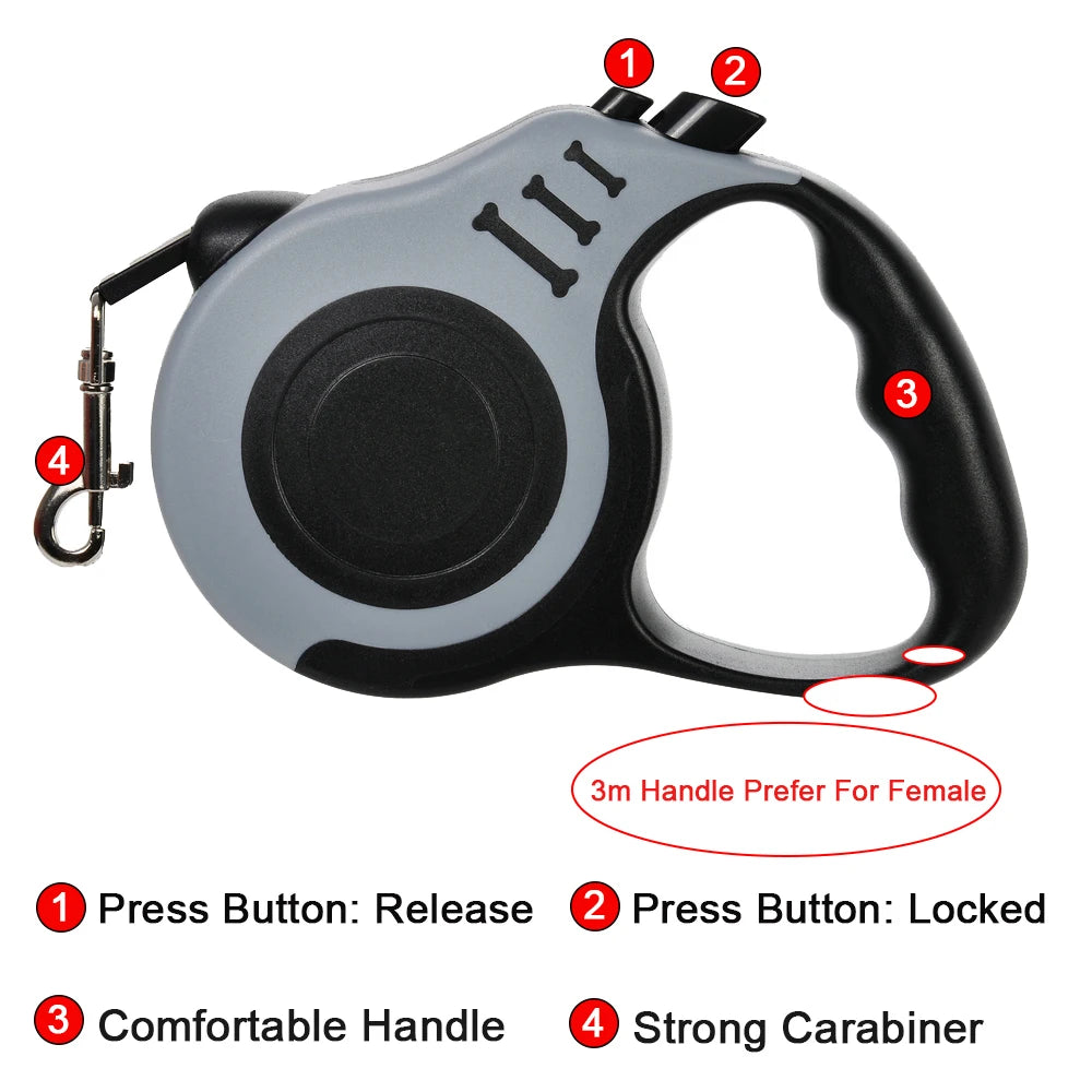 Retractable Dog Leash 10 ft – One-Button Lock