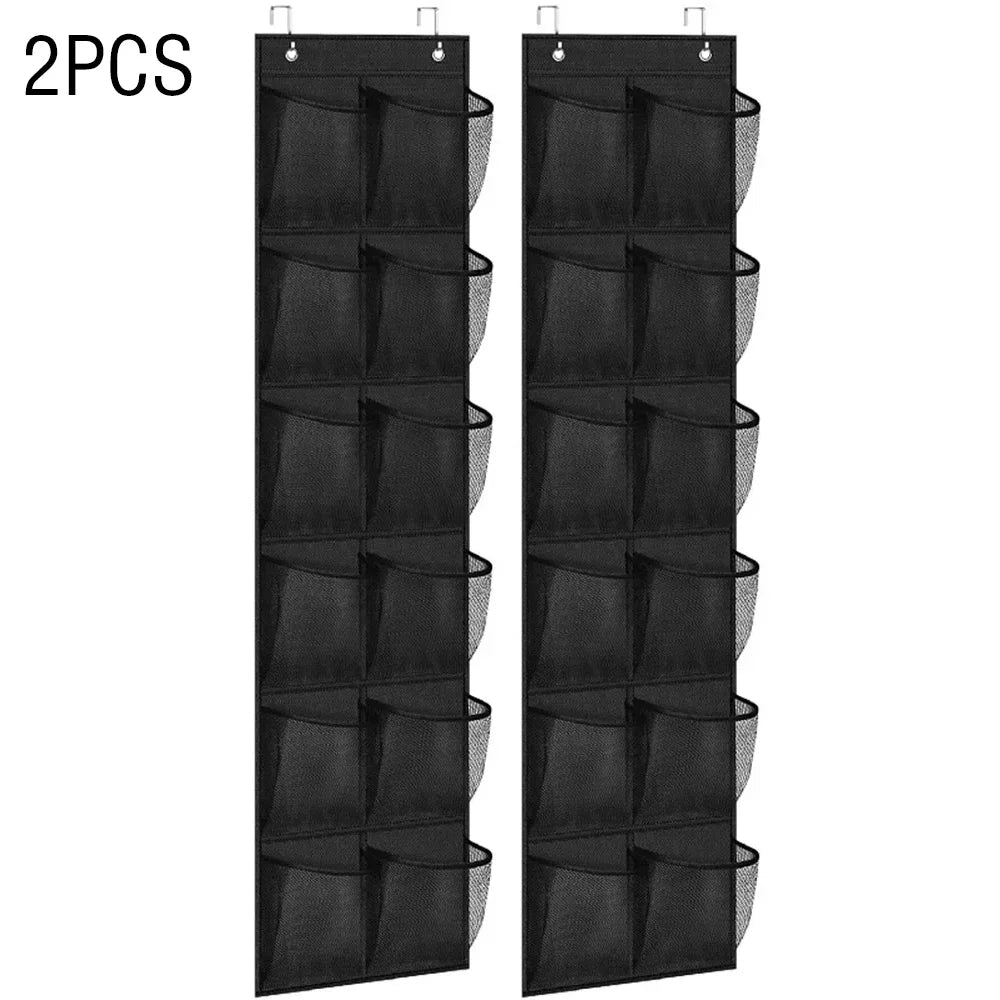 Over-the-Door Shoe Organizer with 12 Mesh Pockets