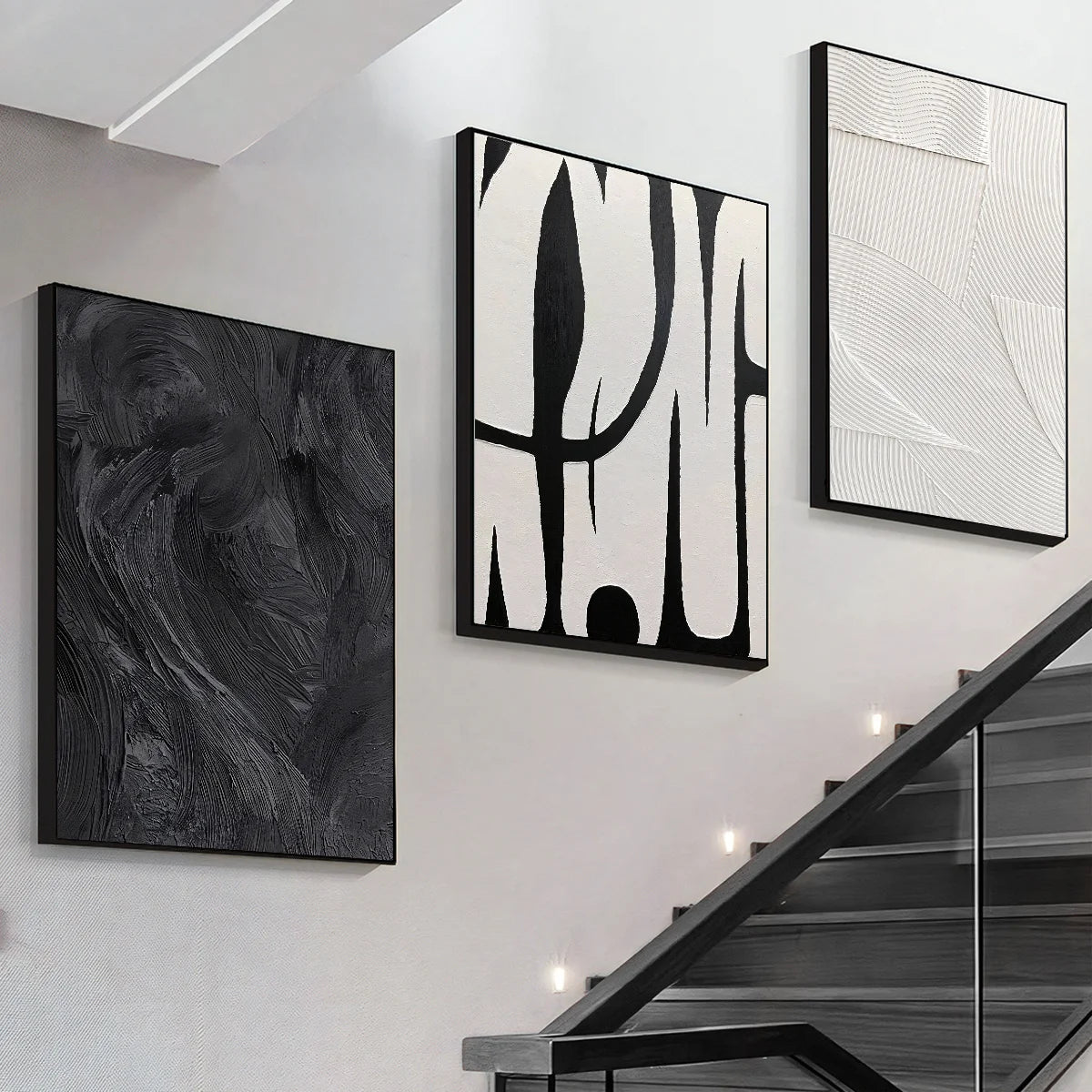 Modern Black & White Canvas Wall Art – 3-Piece Set