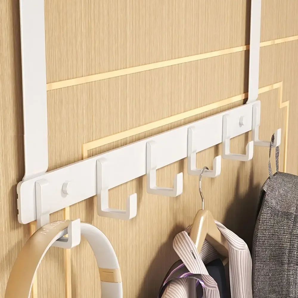 Over-the-Door 6-Hook Rack - No-Drill Coat & Towel Hanger