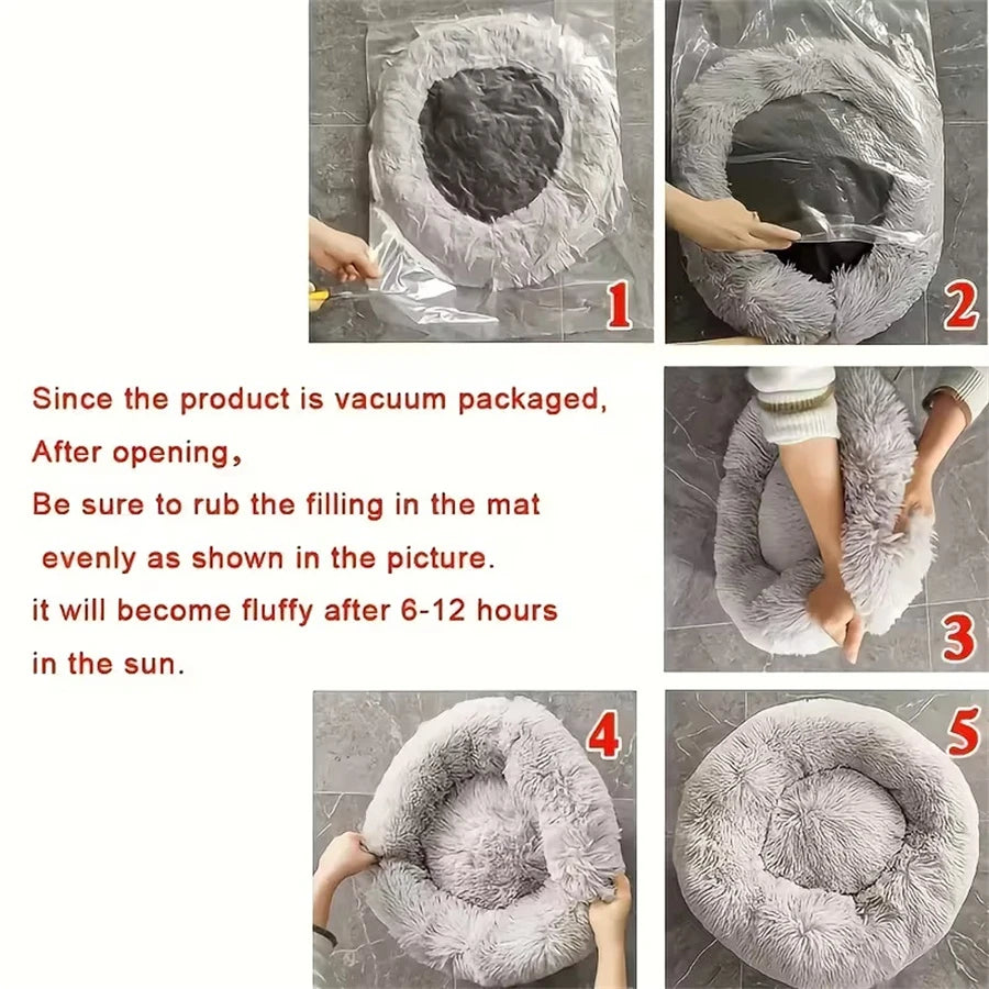 Cozy Plush Donut Pet Bed (Small/Medium)