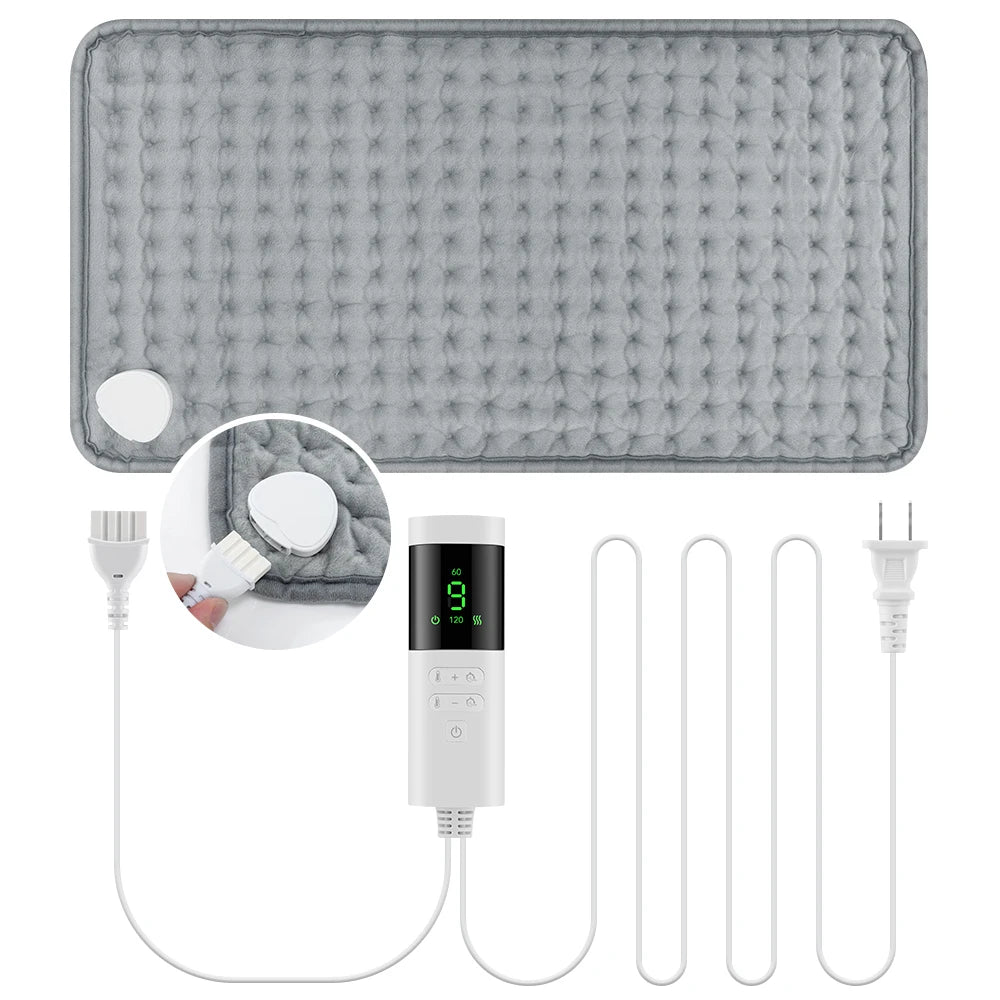 Electric Heating Pad 12x24 in – 9 Heat Levels, Auto-Off Timer, Washable
