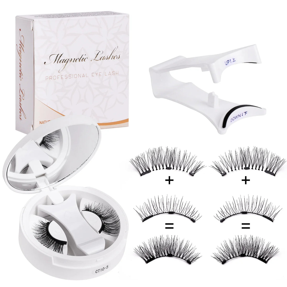 Magnetic Lashes Kit with Applicator & Mirror Case (Reusable, No Glue)
