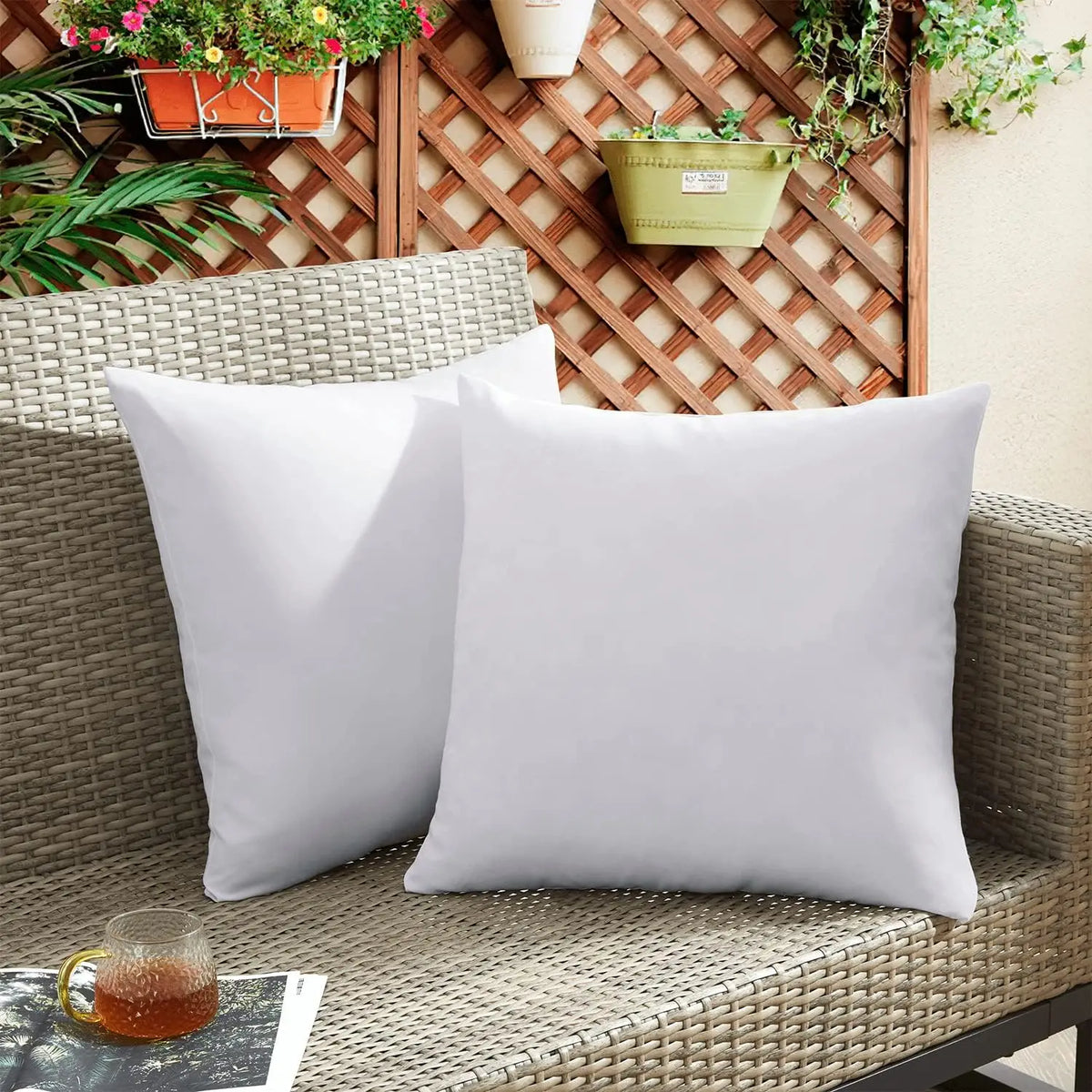 Waterproof Outdoor Throw Pillow Covers, Set of 2 – 18 x 18 in