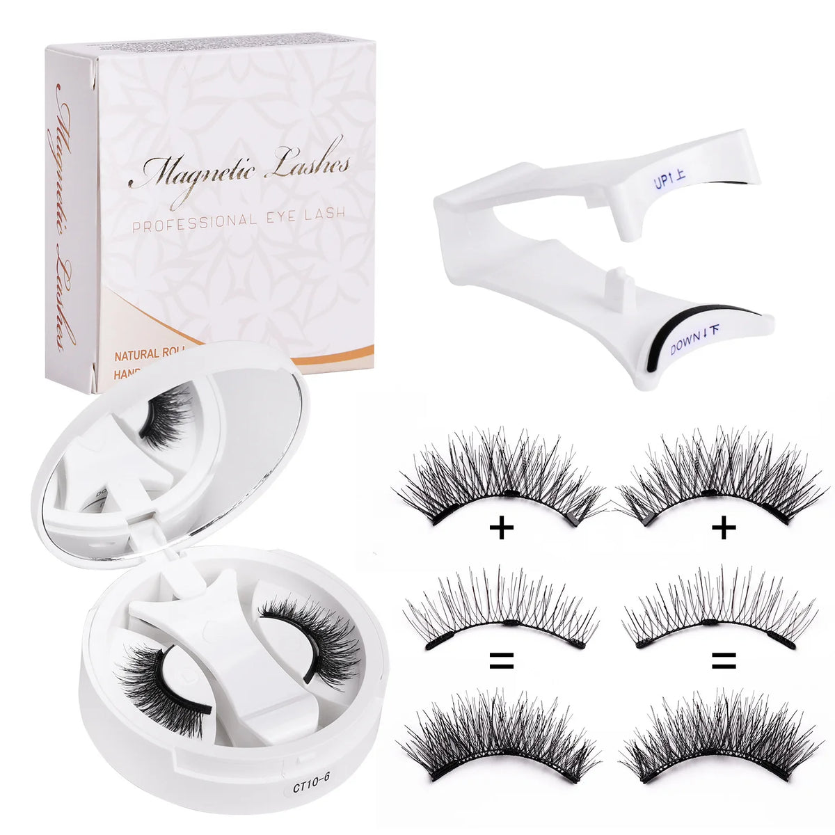 Magnetic Lashes Kit with Applicator & Mirror Case (Reusable, No Glue)