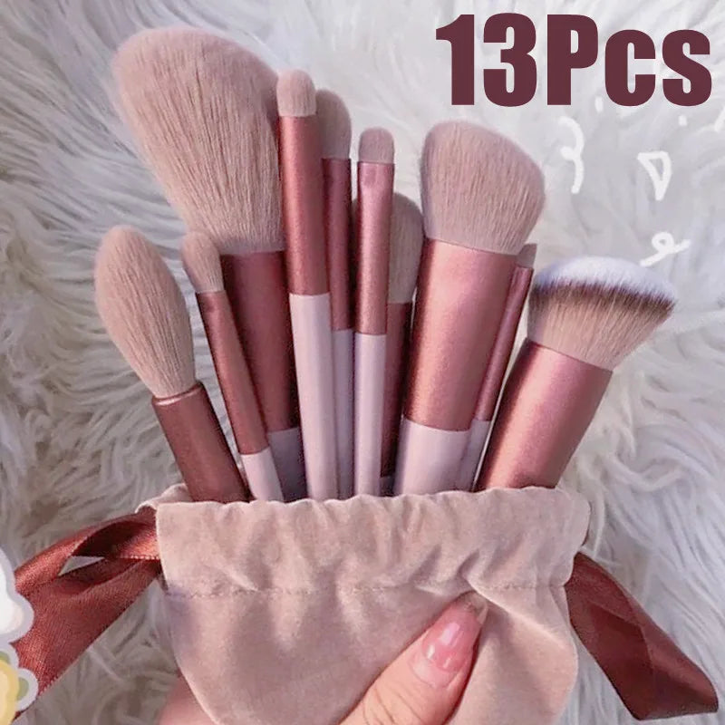 13-Piece Soft Makeup Brush Set with Velvet Pouch