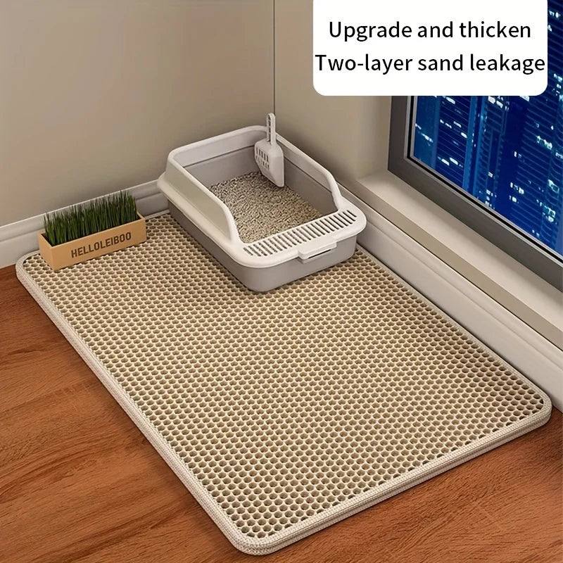 Honeycomb Double-Layer Cat Litter Mat - Waterproof Litter Trapper (1 Mat)