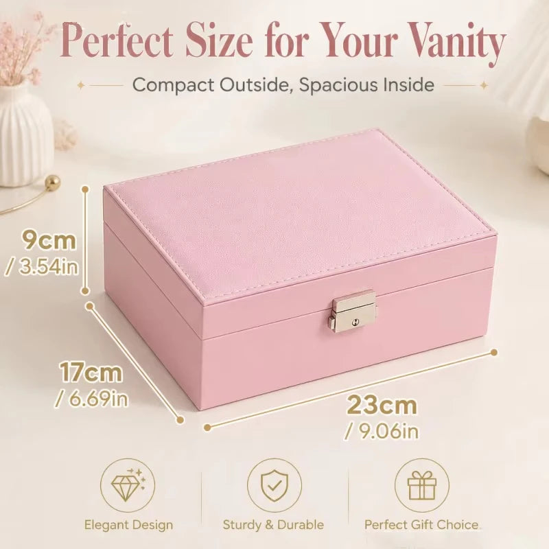 2-Layer PU Leather Jewelry Box with Lock