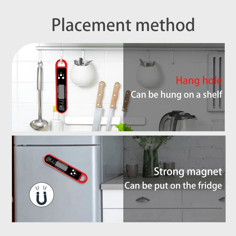 Instant-Read Digital Meat Thermometer – Foldable Probe, Backlit & Waterproof
