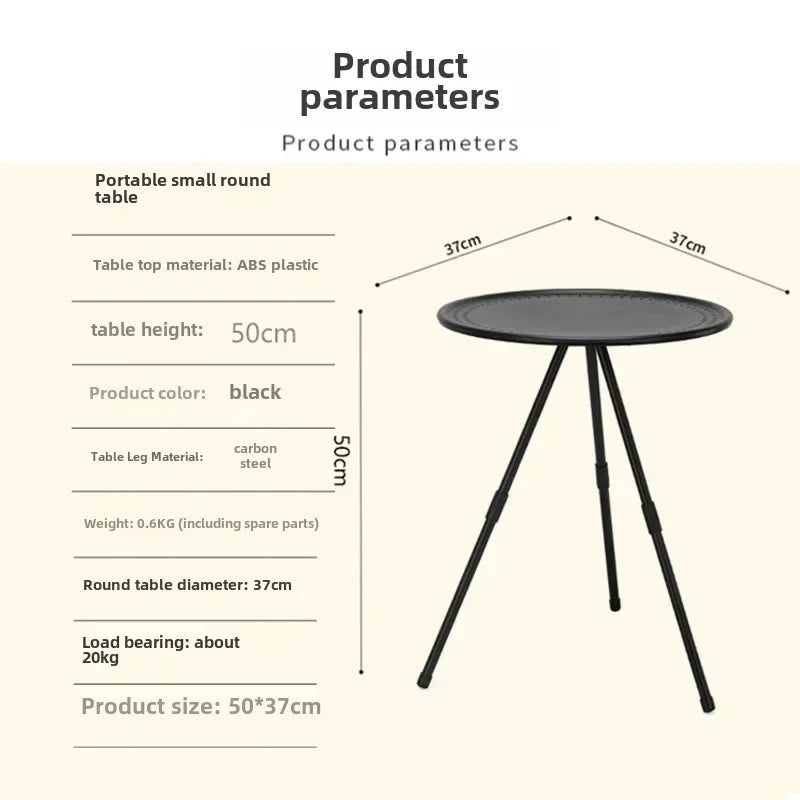 Round tripod side table size details
