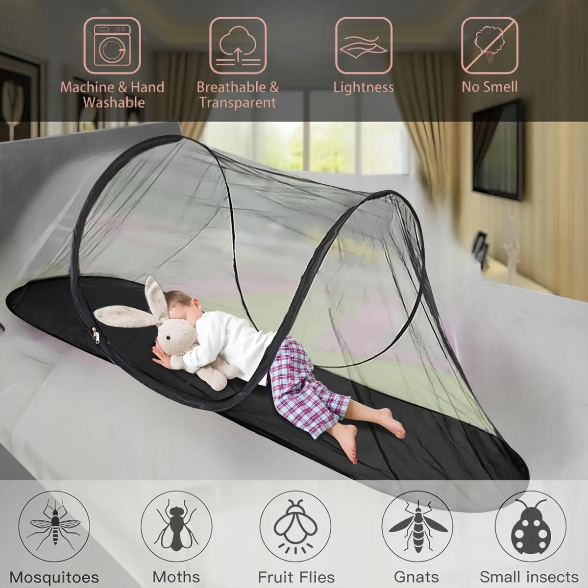 Pop-Up Mosquito Net Tent – Portable Bug Screen Canopy for Patio, Bed & Camping (78" x 31")