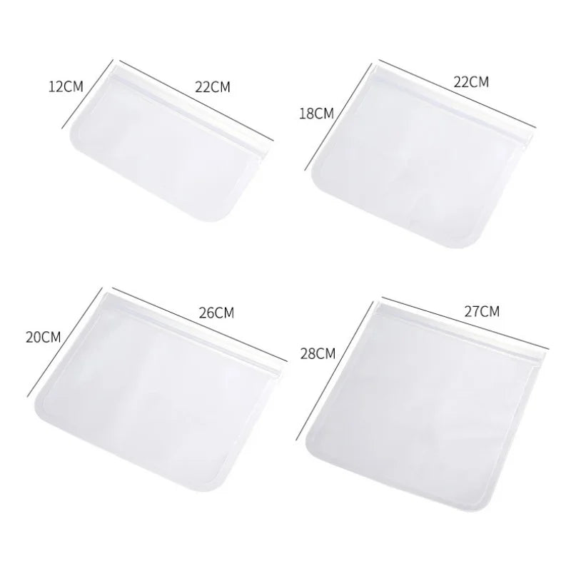 Reusable Food Storage Bags (4-Pack, Leakproof Zip Seal)