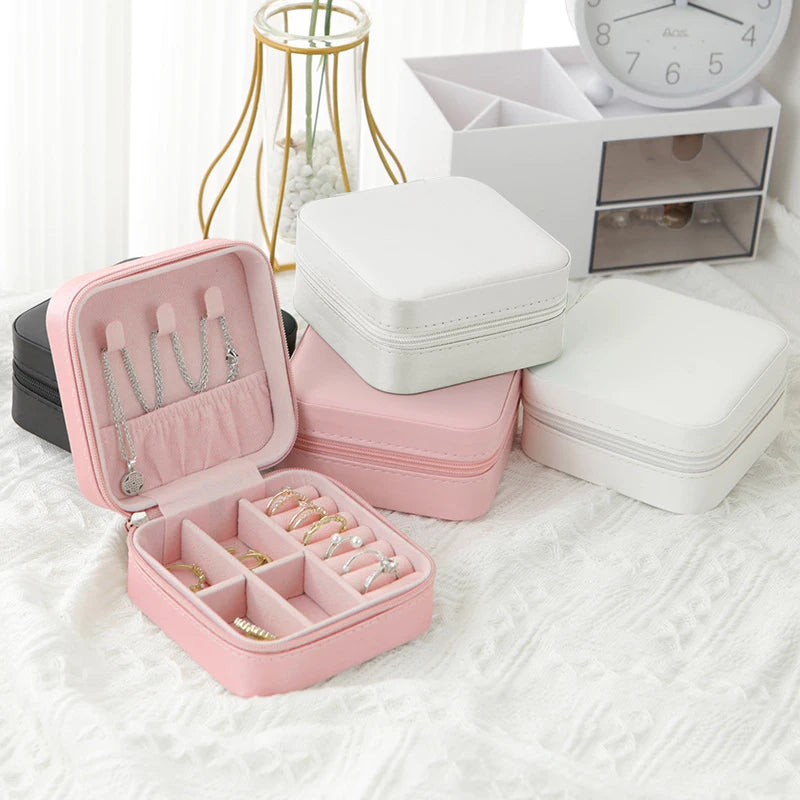 Mini Travel Jewelry Box - Vegan Leather, Velvet Lined