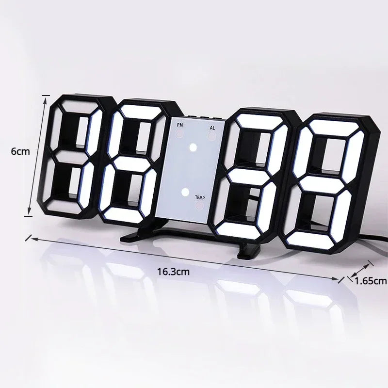 3D LED Digital Wall Clock – USB-Powered Modern Display