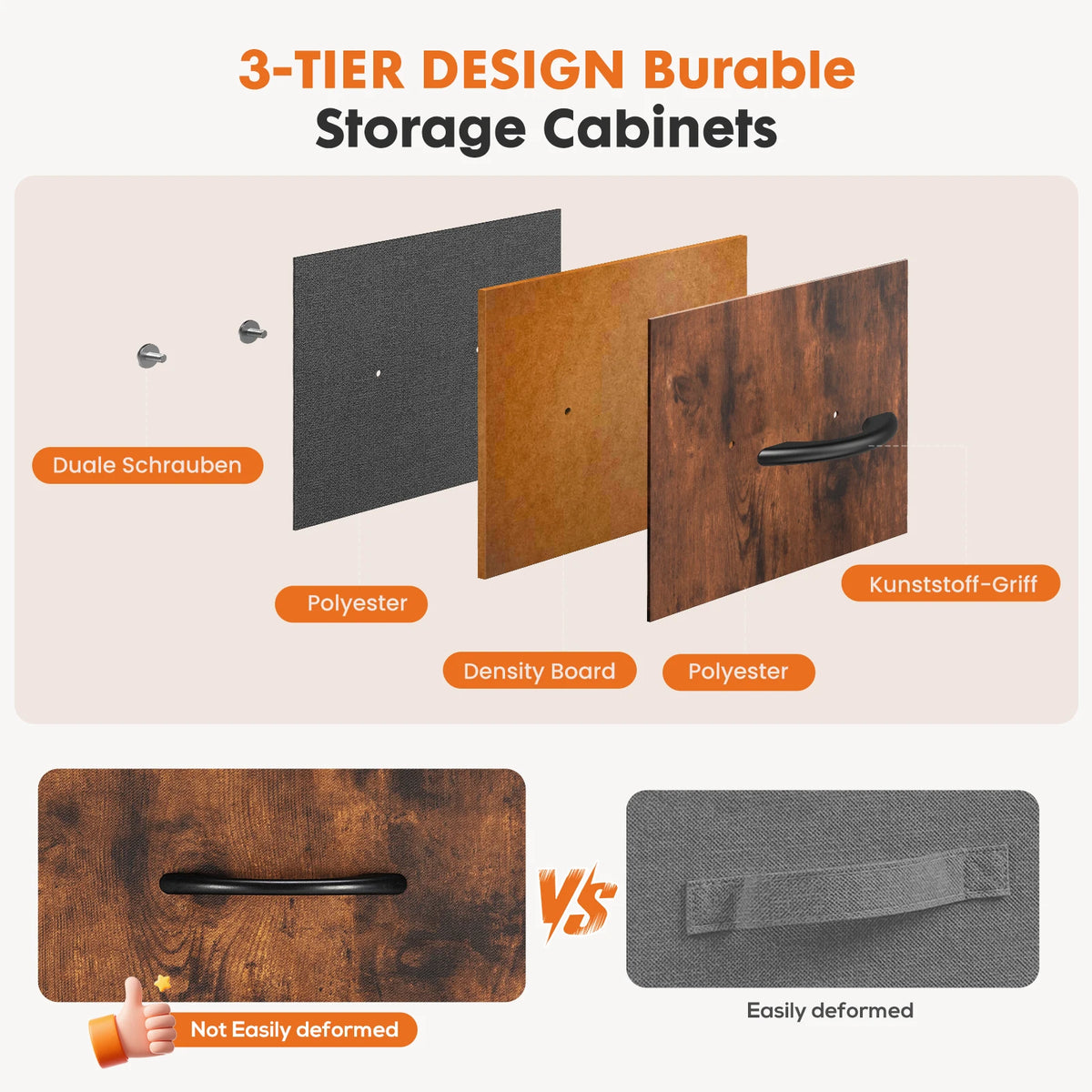 Modern 5-Drawer Fabric Dresser with Steel Frame