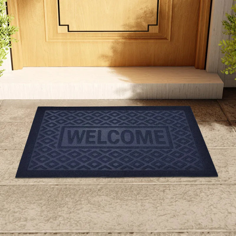 Embossed "Welcome" Door Mat – Rubber-Backed Non-Slip Outdoor Entry Mat 15" x 23"