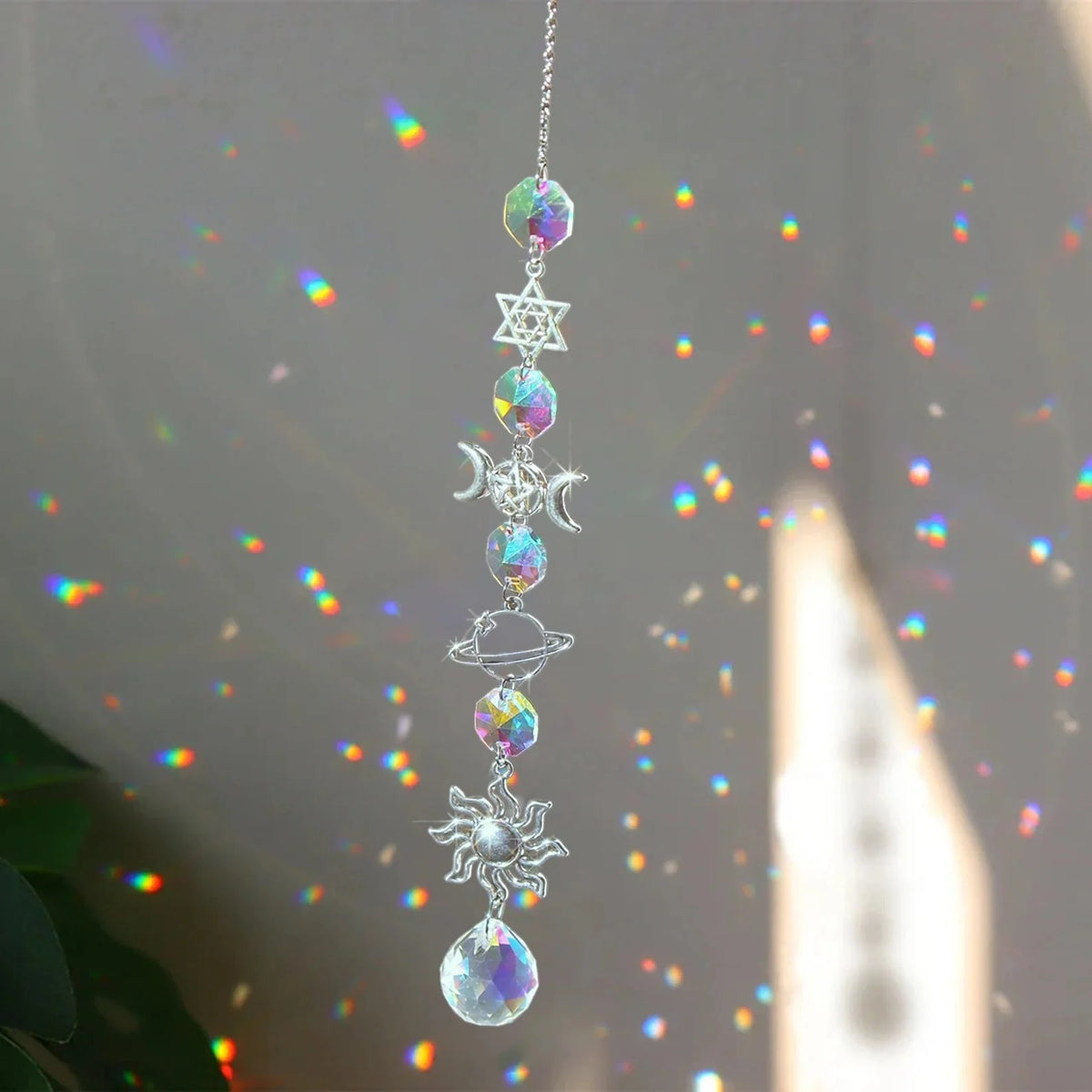 Crystal Sun Catcher – Hanging Rainbow Maker Prism for Window, Garden & Patio