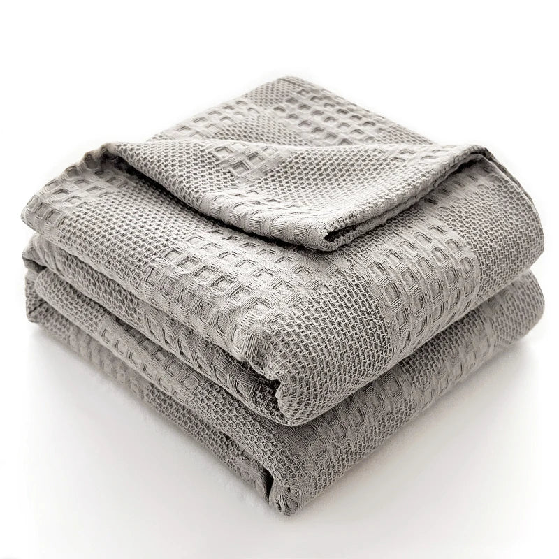 100% Cotton Waffle Weave Throw Blanket – Soft Breathable Sofa Throw, 40 x 60 in
