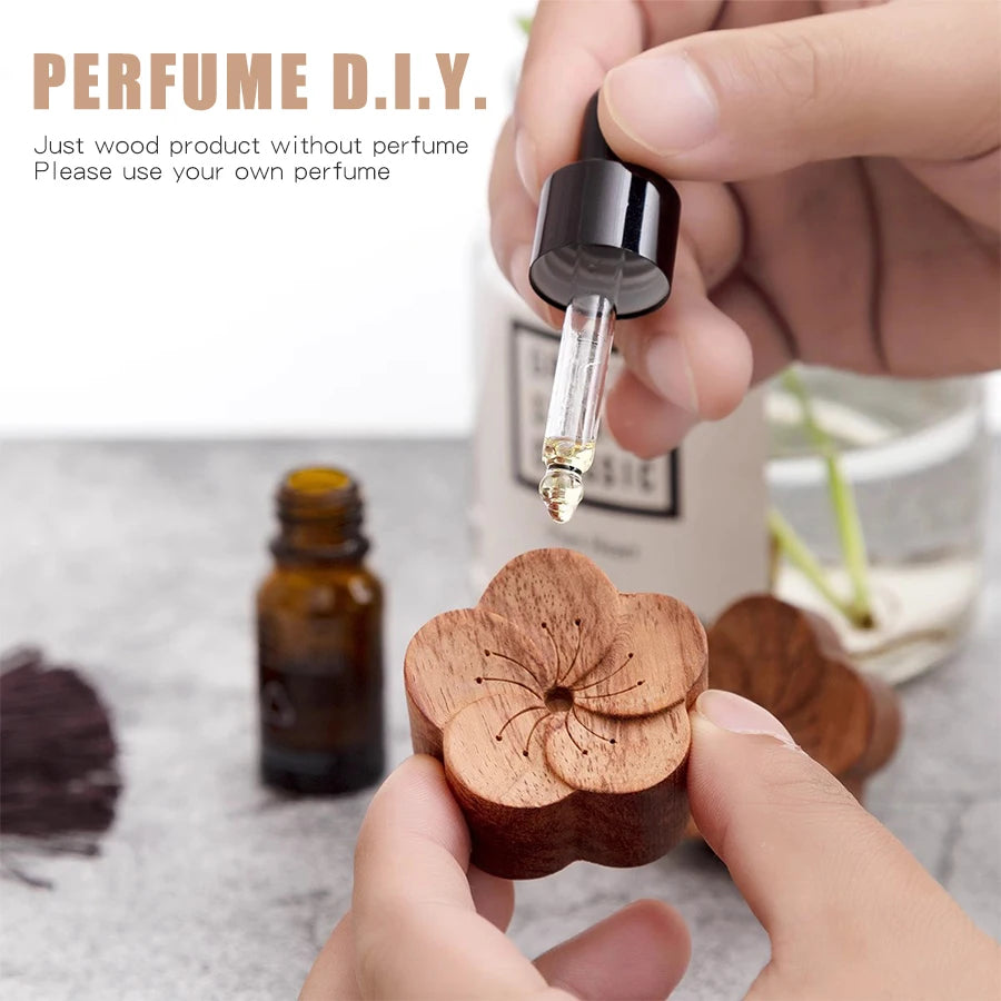 Carved Beechwood Flower Car Vent Diffuser