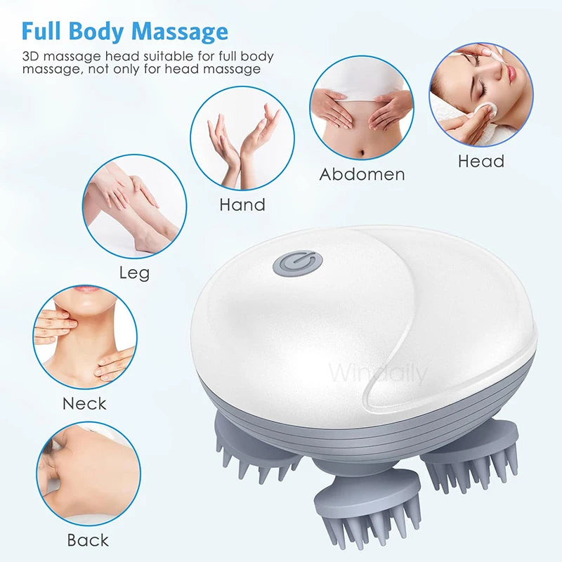 Electric scalp massager with 4 heads