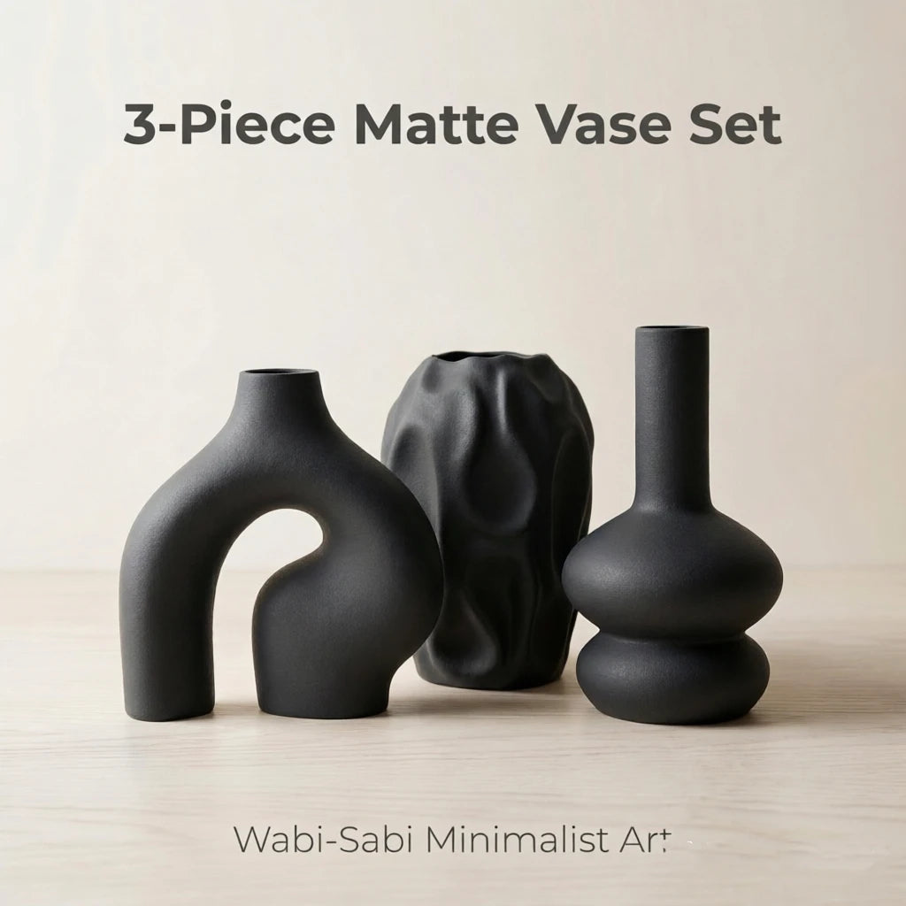 Matte Sculptural Vase Set of 3