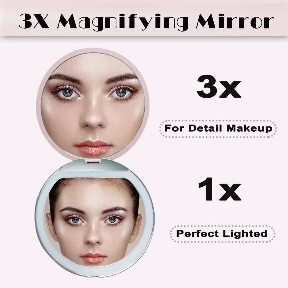 Rechargeable LED Compact Travel Mirror 1X/3X