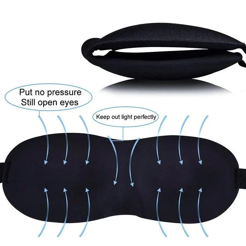 3D Contoured Sleep Mask - Zero Eye Pressure, Light Blocking
