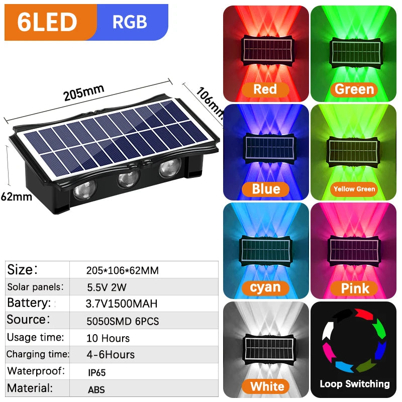 Modern Solar Vertical LED Wall Lamp