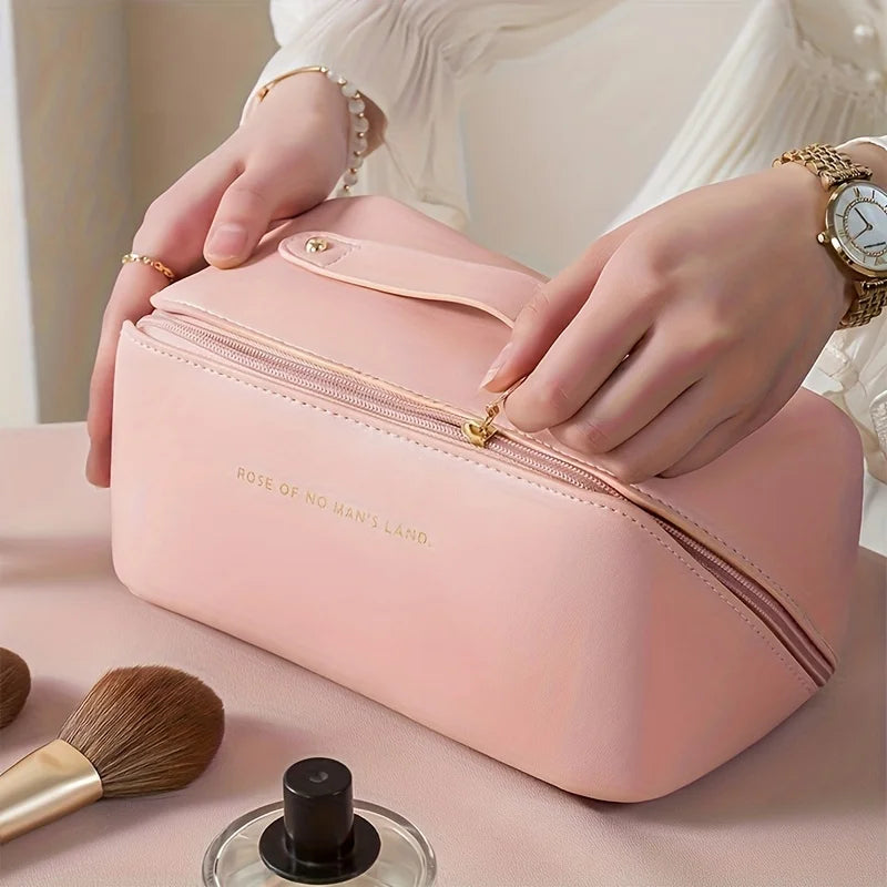 Large Open-Flat Travel Makeup Bag with Dividers