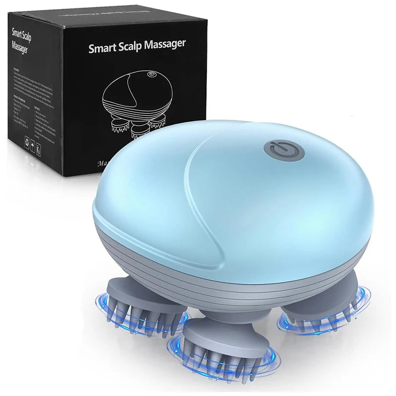Waterproof Electric Scalp Massager with 4 Heads