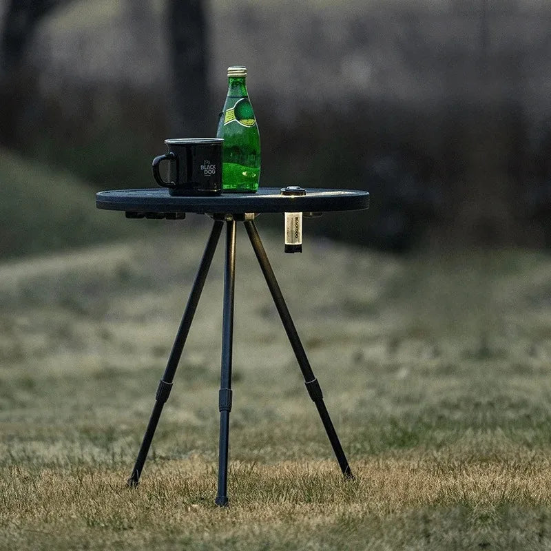 Round Tripod Patio Side Table – Adjustable Height, Folding & Portable