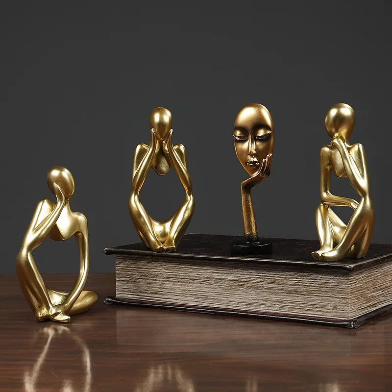 Abstract Thinker Sculpture – Modern Resin Figurine for Shelf & Desk Decor