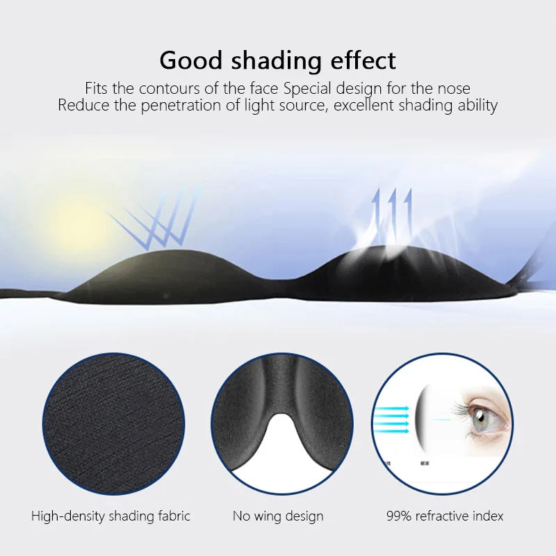 3D Contoured Sleep Mask - Zero Eye Pressure, Light Blocking