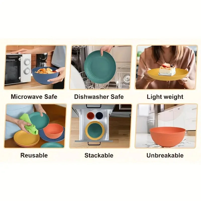 32-Piece Unbreakable Wheat Straw Dinnerware Set, Service for 8