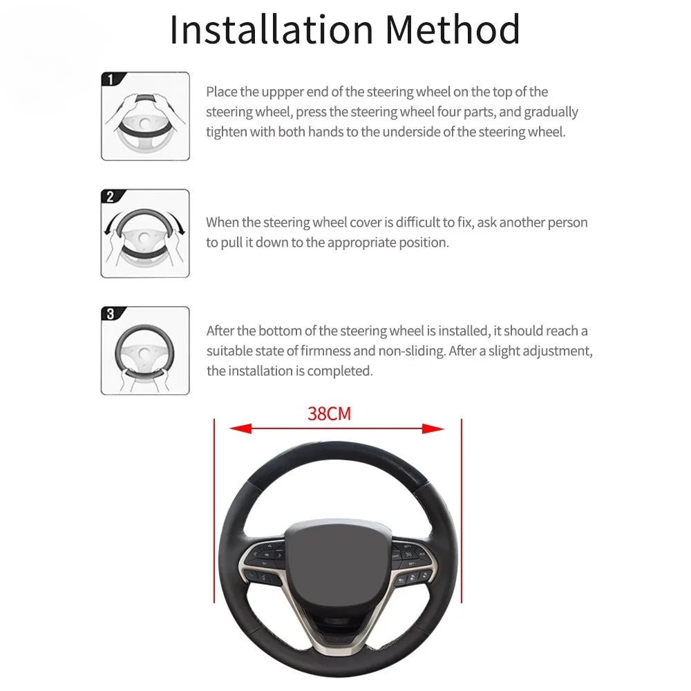 Carbon Fiber Texture Leather Steering Wheel Cover - Universal 15"