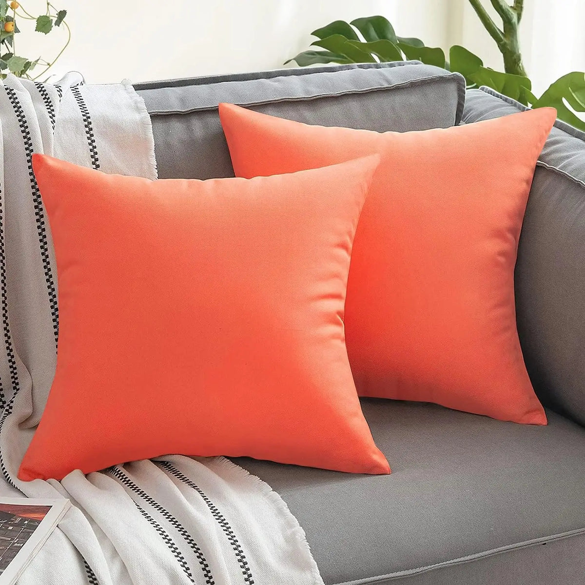 Waterproof Outdoor Throw Pillow Covers, Set of 2 – 18 x 18 in
