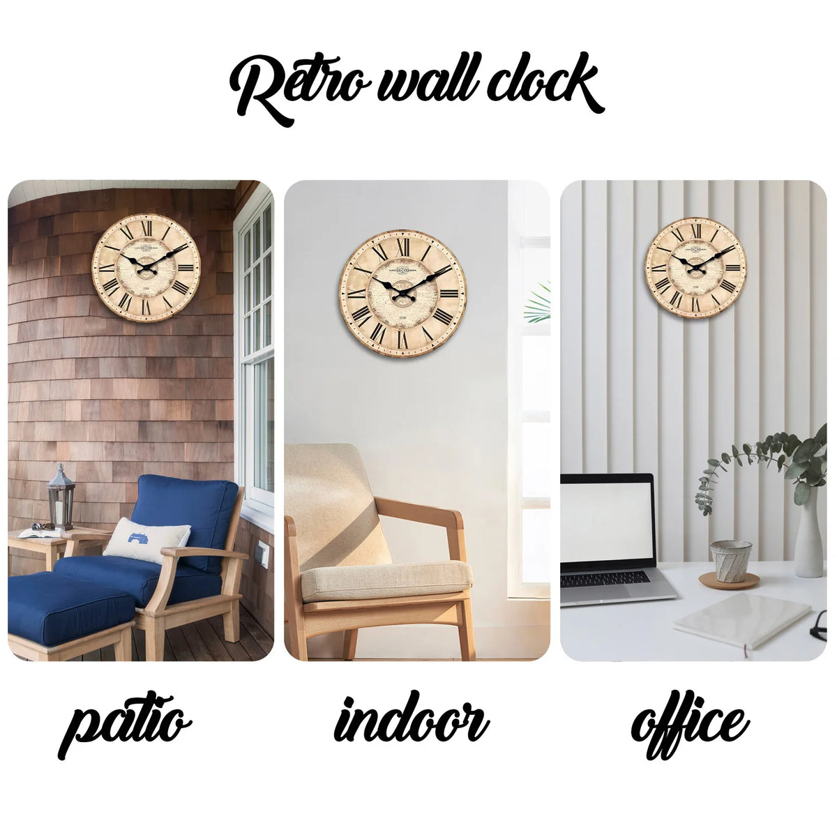 Vintage Farmhouse Roman Numeral Wall Clock