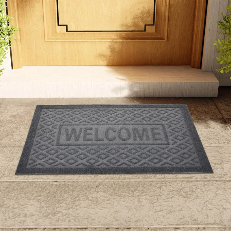 Embossed "Welcome" Door Mat – Rubber-Backed Non-Slip Outdoor Entry Mat 15" x 23"