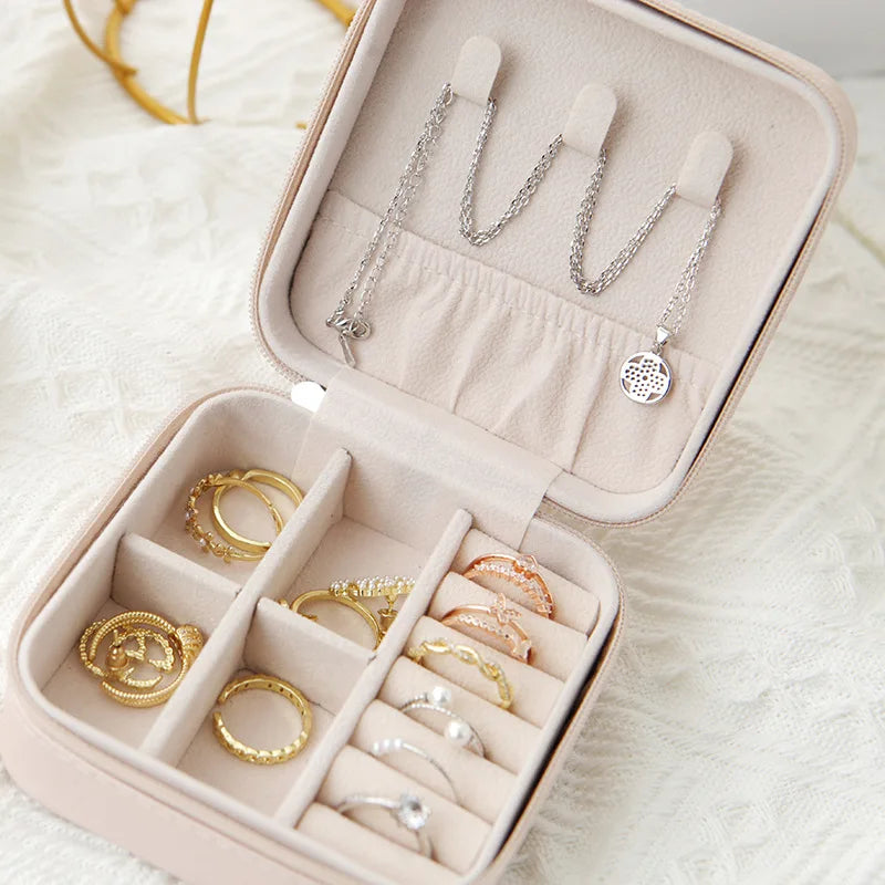 Mini Travel Jewelry Box - Vegan Leather, Velvet Lined