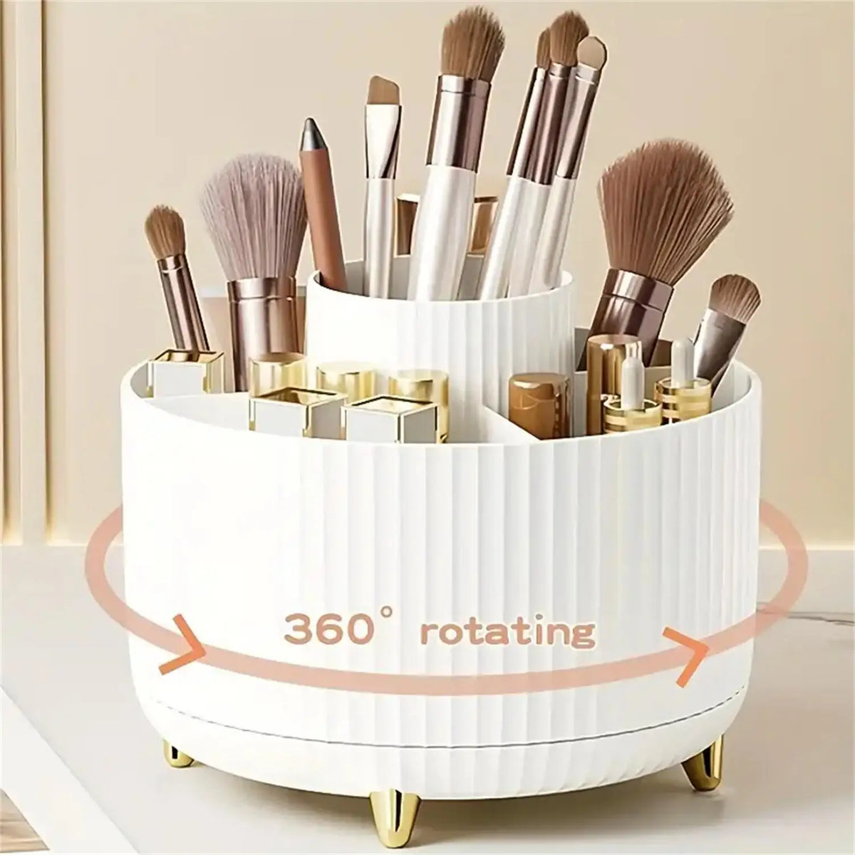 360° Rotating Makeup and Brush Organizer
